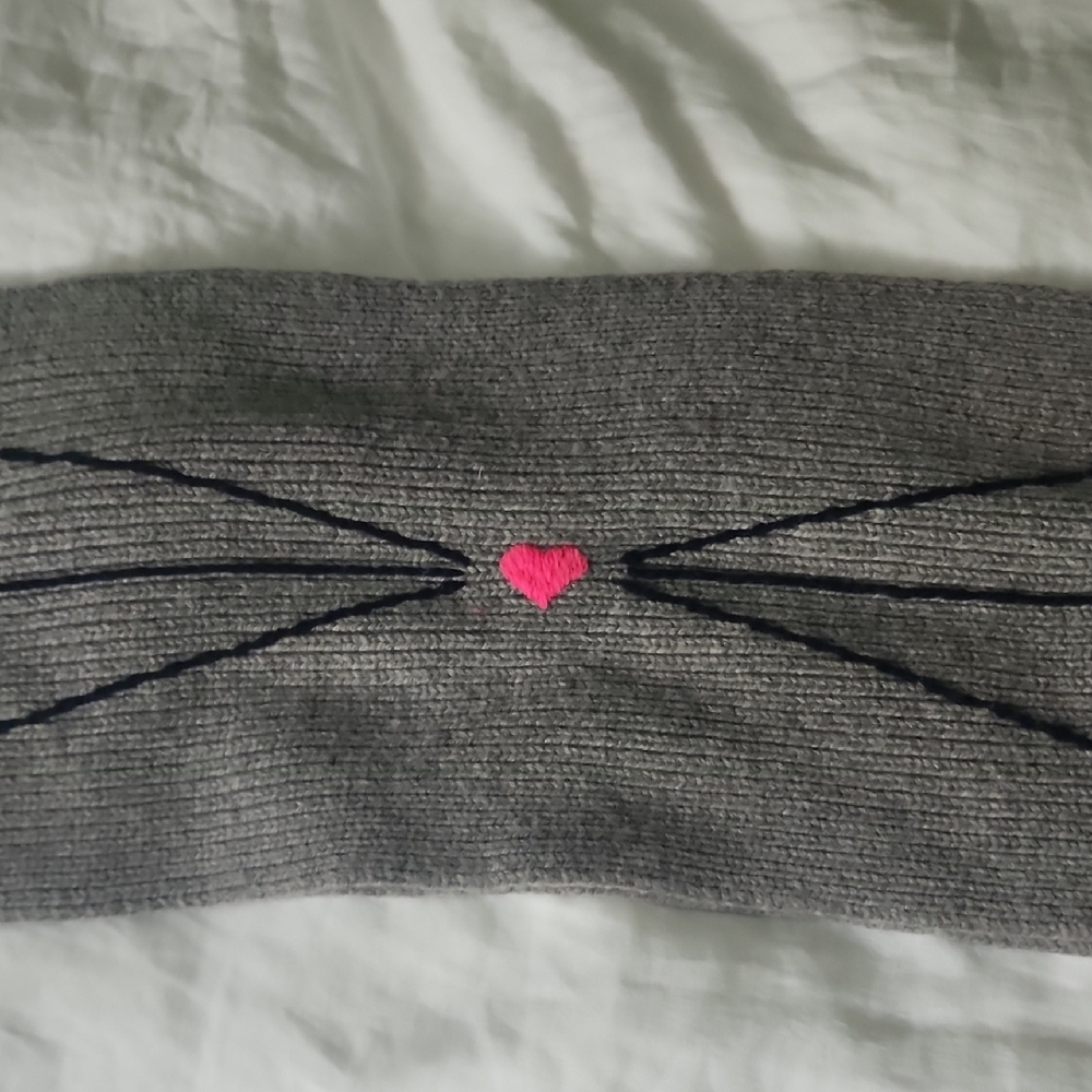 Crewcuts Gray Knit Headband with Pink Accent